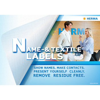 Naam- en textiellabels met gebruiksinstructies: namen weergeven, contacten leggen, netjes presenteren, zonder resten verwijderen.
