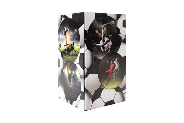 Afbeelding van een pennenhouder met een voetbalmotief