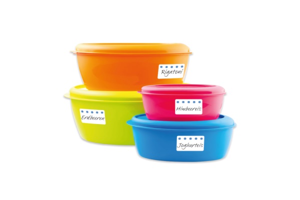 Diepvriesetiketten op Tupperware