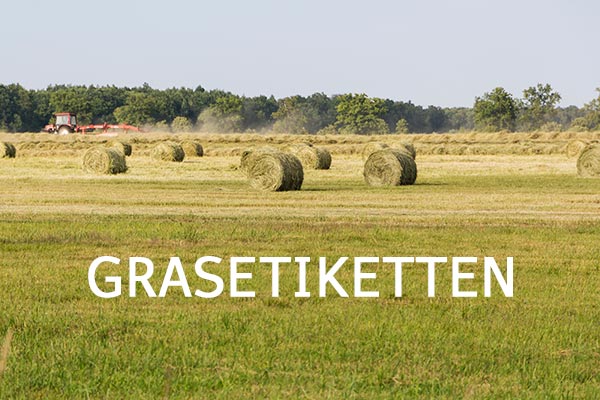Grasetiketten - Weide met hooibalen