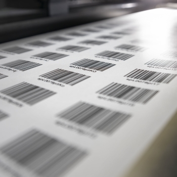 HERMA barcode-labels met doorlopende nummers, etikettenrol in de digitale drukmachine
