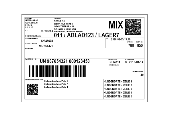 Voorbeeldlabel voor VDA-labelmix
