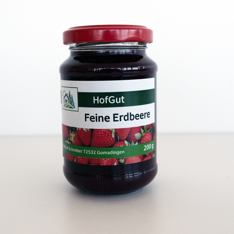Rollabels online bestellen in digitale druk: Jamlabels 'Fijne Aardbei' op glas, lichte achtergrond