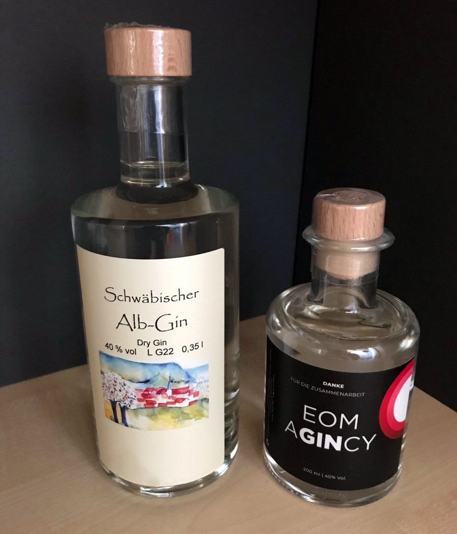 Rollabelen online bestellen in digitale druk: Gin-etiketten op flessen in de winkel