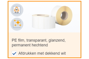 Etiketten configurator: Selectie Afdrukken met dekkend wit