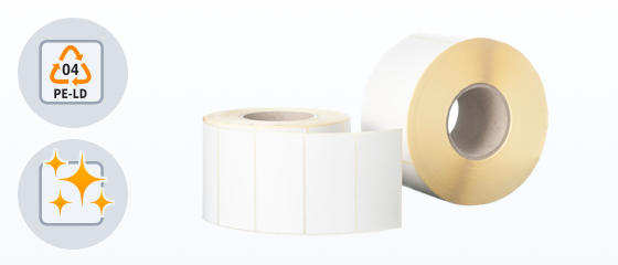 Etikettenconfigurator, materiaalspecificatie PE-folie wit