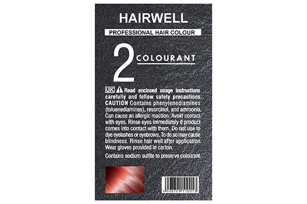 Inkjet-kleurrollenlabels: Voorbeeld van een bedrukte etiketten voor haarkleur