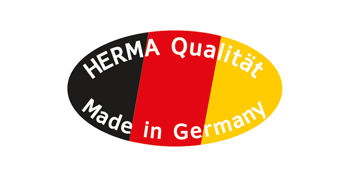 Icon HERMA Kwaliteit Made in Duitsland, ovaal, in de kleuren van Duitsland