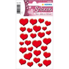 Rote Herzaufkleber in verschiedenen Größen auf einem Bogen, geeignet für Dekoration und Bastelprojekte.