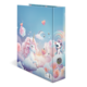 Ein Ordner mit einem bunten Einhorn-Design, das Wolken, Herzen und Rosen zeigt. Die Farben sind pastell und freundlich.