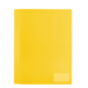 Gelbe Kunststoffmappe, glänzend und ohne sichtbare Beschriftung, in aufrechter Position.