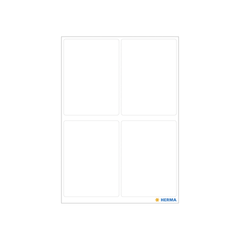 Leere Vorlage mit vier gleich großen Feldern, beschriftet mit "HERMA" in der unteren rechten Ecke.