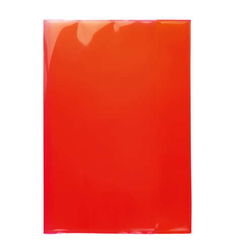 Ein leuchtend rotes, glänzendes Blatt, das eine glatte Oberfläche aufweist.