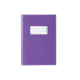 Lila Mappe mit einem weißen Etikett auf der Vorderseite, das Platz für eine Beschriftung bietet.