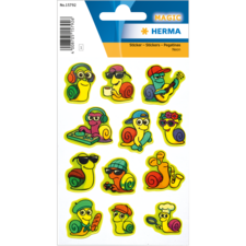 Leuke stickers van slakken in verschillende outfits en activiteiten, zoals muziek luisteren, spelen en ontspannen.