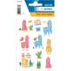 Bunte Aufkleber mit Lamas in verschiedenen Posen, umgeben von Pflanzen und Sprüchen wie "Llama need no drama" und "No prob llama".