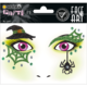 Gesichtsmalset mit glitzernden Augenaufklebern, einschließlich einer Hexenhut- und Spinnennetzgestaltung sowie einer schwarzen Spinne.
