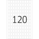 Eine große Zahl "120" steht in der Mitte eines weißen Hintergrunds mit vielen kleinen rechteckigen Umrissen.