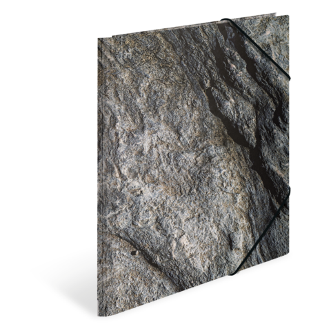 Eine graue, strukturierte Steinoberfläche mit Rissen und unregelmäßigen Mustern.