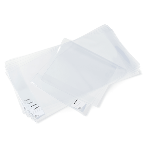 Transparente Dokumentenhüllen in einem Stapel, ideal zum Schutz und zur Aufbewahrung von Dokumenten.