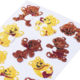Glitzernde Aufkleber von Bären in verschiedenen Farben und Posen auf einem weißen Hintergrund.