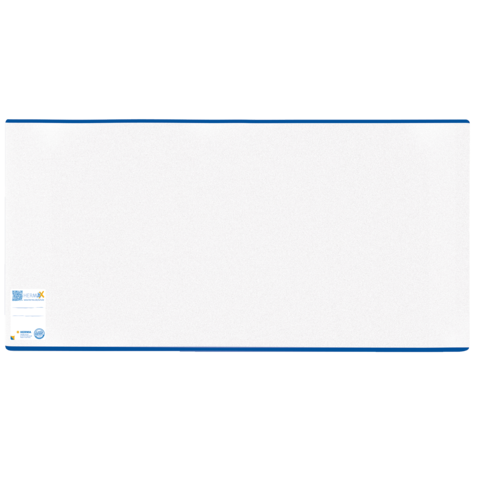 Ein großes, weißes, rechteckiges Whiteboard mit blauen Kanten, geeignet für Präsentationen oder Notizen.