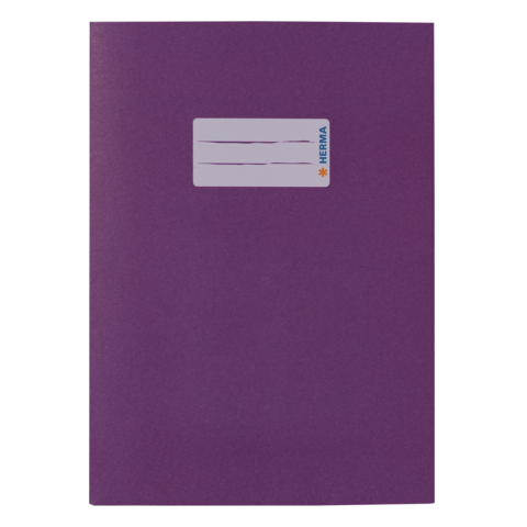Lila Ordner mit einem weißen Etikett auf der Vorderseite, das Platz für Beschriftungen bietet.