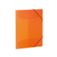 Oranger Ordner mit elastischem Verschluss, geeignet zur Aufbewahrung von Dokumenten oder Notizen.
