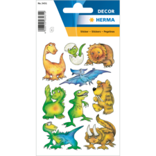 Bunte Aufkleber mit verschiedenen Fantasiewesen, darunter Dinosaurier, ein Löwe, ein Drache und andere niedliche Kreaturen.