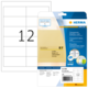 Transparente Etikettenpackung von Herma mit der Nummer 12, inklusive Softwarehinweis und Produktdetails auf der Rückseite.
