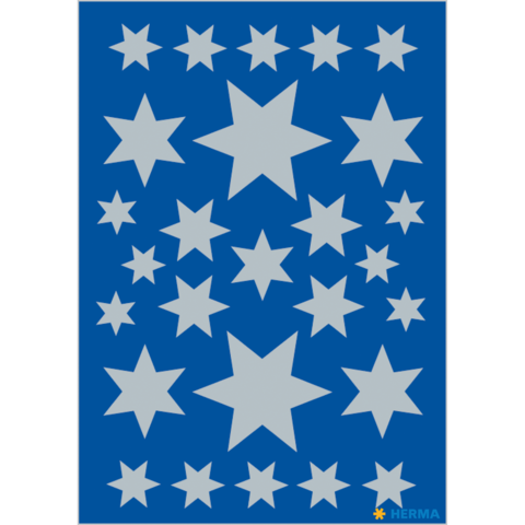 Ein blauer Hintergrund mit verschiedenen grauen Sternen in unterschiedlichen Größen und Anordnungen.