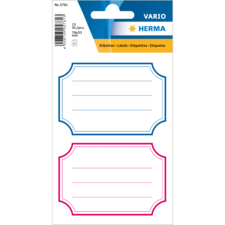 Packung mit 12 Etiketten in Blau und Pink, jeweils mit Linien zum Beschriften, geeignet für verschiedene Anwendungen.