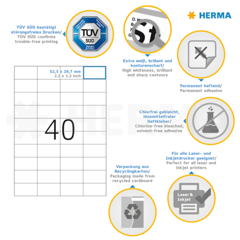 TÜV SÜD bevestigt storingsvrij printen. Bevat informatie over aansprakelijkheid, materiaal en gebruik voor laser- en inkjetprinters.
