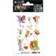 Bogen mit temporären Tattoos, darunter Feen, Blumen und Mädchen in bunten Kleidern. Ideal für Kinder und kreative Gestaltung.