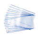Eine Stapel transparenter Kunststoffhüllen mit blauen Rändern, geeignet für Dokumente oder Präsentationen.