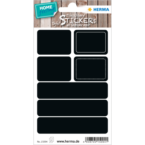 Schwarze Tafelsymbole zum Beschriften, in verschiedenen Formen und Größen, ideal für Organisation und kreative Projekte.