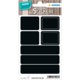 Schwarze Tafelsymbole zum Beschriften, in verschiedenen Formen und Größen, ideal für Organisation und kreative Projekte.