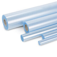 Transparante boekbeschermfolie in verschillende maten naast elkaar