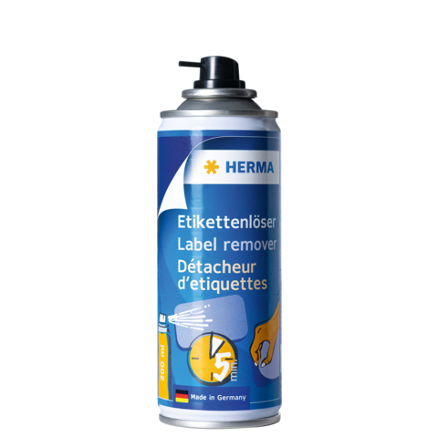 Spraydose mit Etikettenlöser von HERMA, 200 ml, zur Entfernung von Aufklebern und Etiketten. Made in Germany.