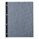 Graues Ringbuch mit strukturiertem Cover und mehreren Löchern auf der linken Seite für die Ablage von Blättern.