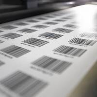 HERMA barcode-labels met doorlopende nummers, etikettenrol in de digitale drukmachine
