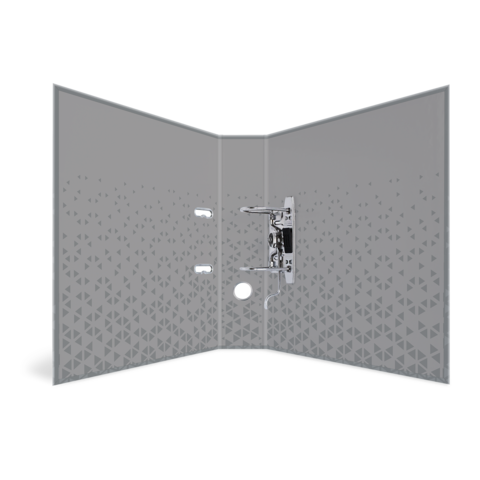Faltbare Trennwand mit einem modernen, geometrischen Design und einem Türmechanismus in der Mitte.