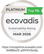 Platina-award van EcoVadis voor duurzaamheid, top 1%, geldig tot maart 2026.