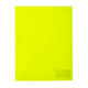 Helle, transparente, gelbe Kunststoffmappe mit einer glatten Oberfläche und einer kleinen Beschriftungsfläche in der unteren Ecke.