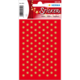 Rote Sticker mit goldenen Sternen in gleichmäßiger Anordnung auf einem Bogen. Ideal für Dekoration und Bastelprojekte.
