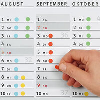 Kleurige markeerpunten in de vakantiekalender