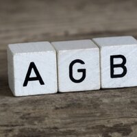 Icon AGB Algemene Betalingsvoorwaarden, letters op dobbelstenen