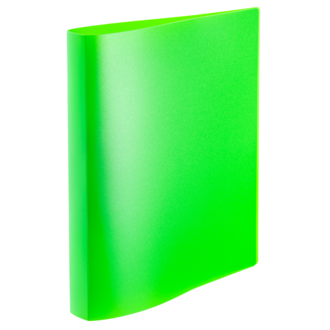 Grüner, transparenter Ordner mit abgerundeten Kanten, geeignet zur Aufbewahrung von Dokumenten oder Unterlagen.