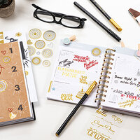 Toepassingsbeeld Creatieve Stickers in notitieboek geplakt