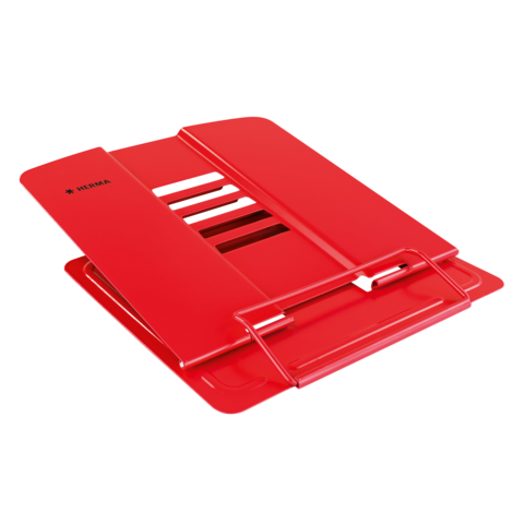 Roter Aktenordner mit mehreren Fächern und einem stabilen Clip zum Halten von Dokumenten.